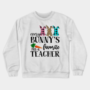 Every Bunny's Favorite Pre-K Teacher Leopard Buffalo Bunny Easter Day Crewneck Sweatshirt